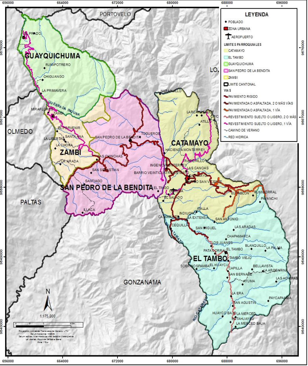Mapa político administrativo del cantón Catamayo